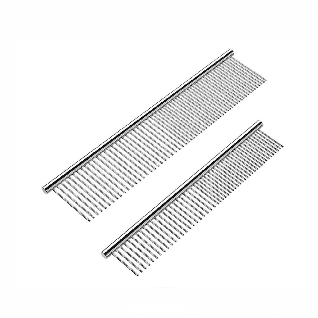 2 Pack Dog Combs with Rounded Ends Stainless Steel Teeth